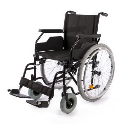 rozložený standardní invalidní vozík SteelMan Start pohled ze strany