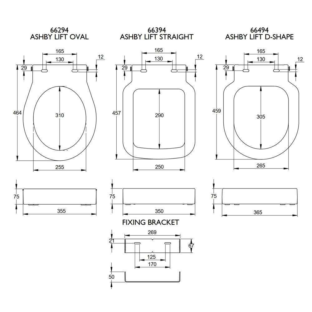 Jiný pohled na Ashby Lift D-Shape 66494 Nástavec na WC 7.5 cm